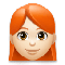 Woman- Light Skin Tone- Red Hair emoji on LG